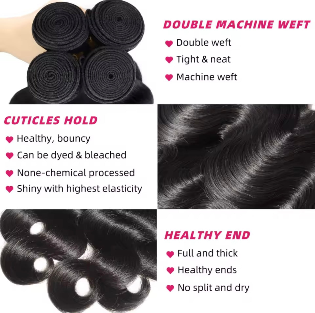 DollAura Raw Body Wave Human Hair Bundles